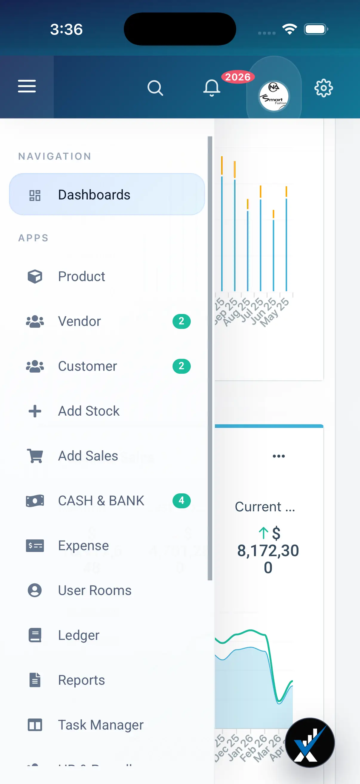 Mobile Accounting App iPhone screen