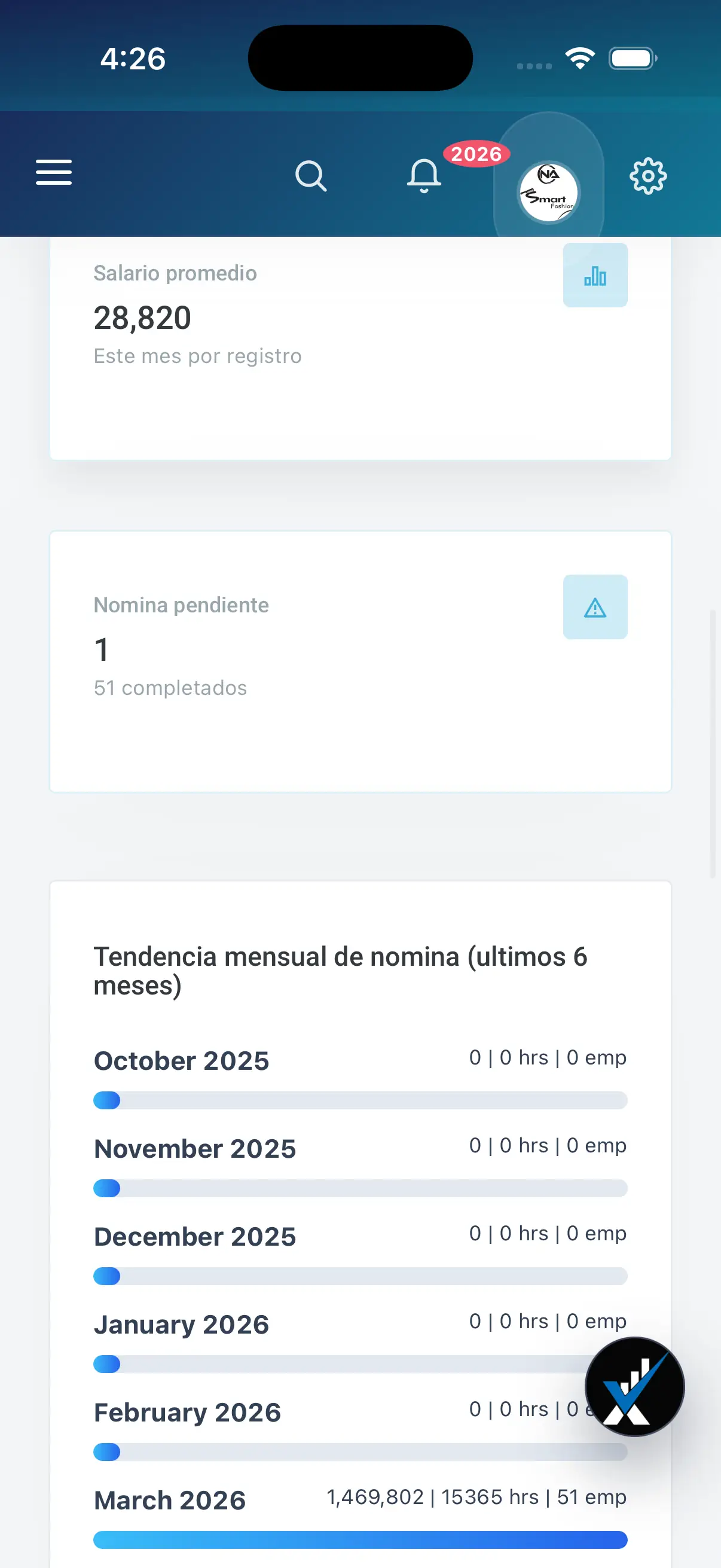 Software de nomina contable iPhone screen