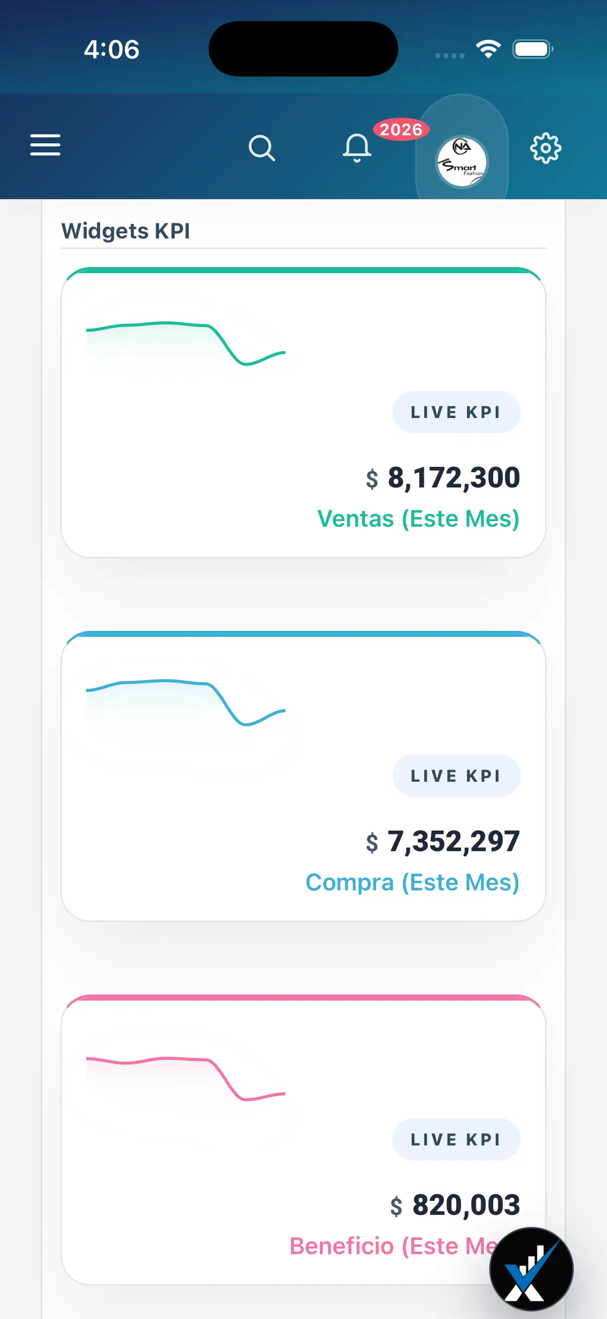 App movil de contabilidad iPhone screen
