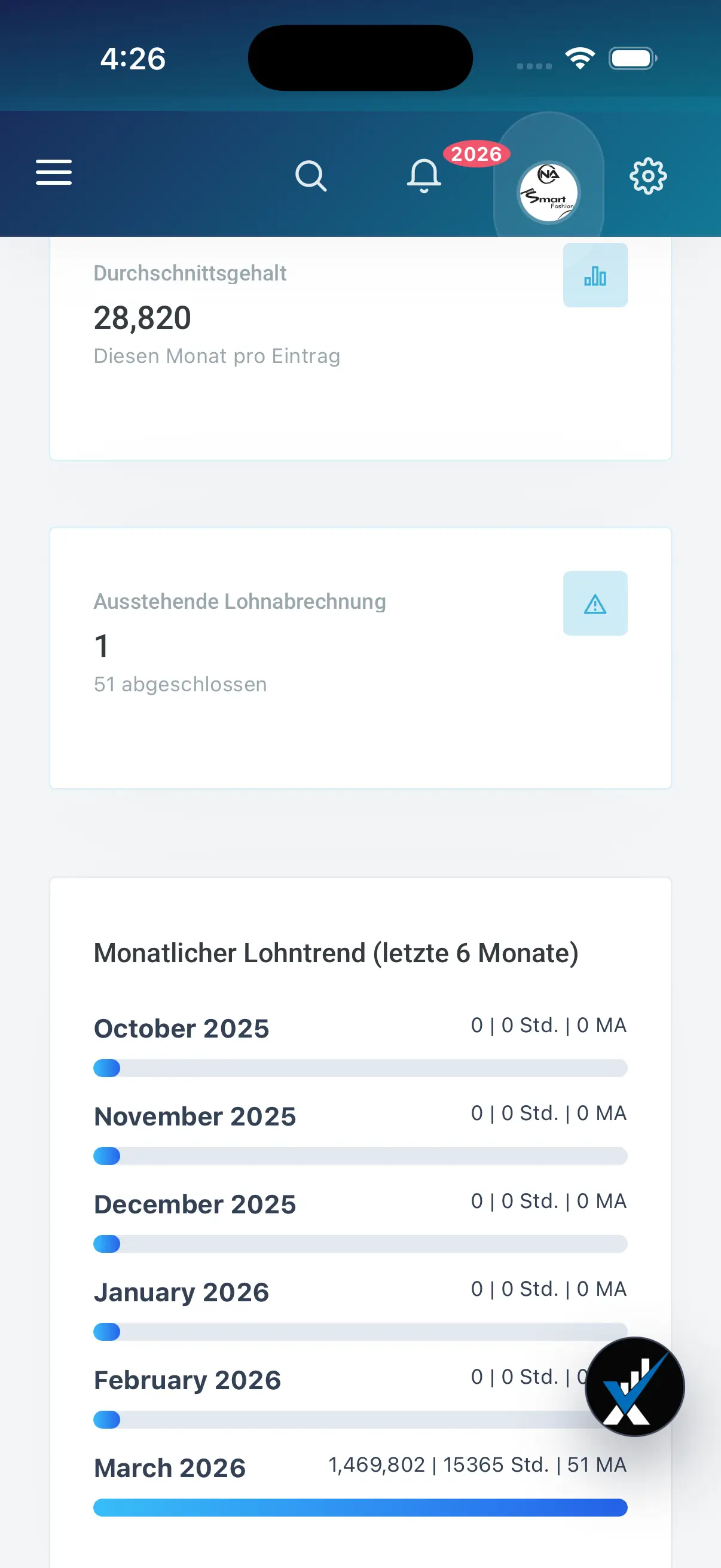 Payroll-Buchhaltungssoftware iPhone screen