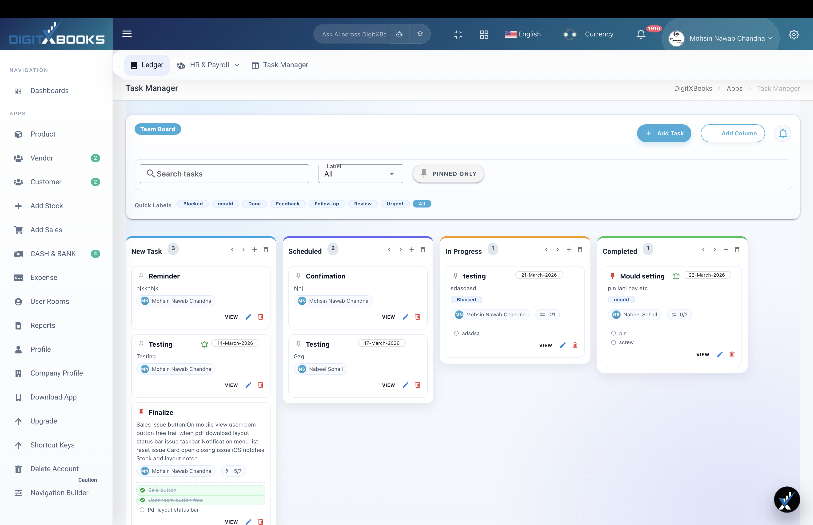 DigitXBooks task screen