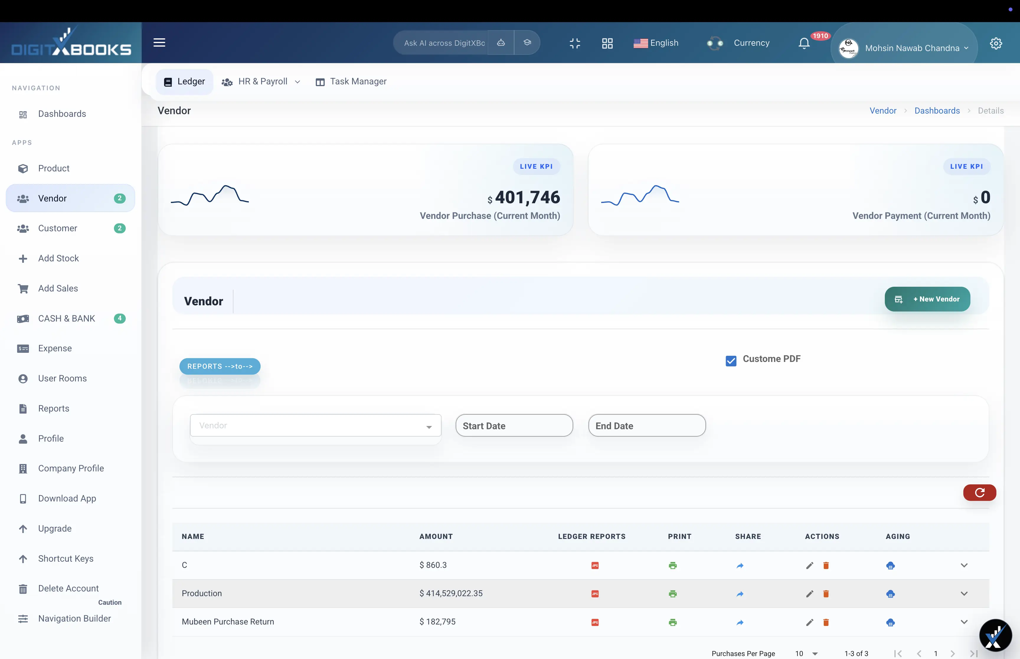 Purchase and Payable Software workflow screen