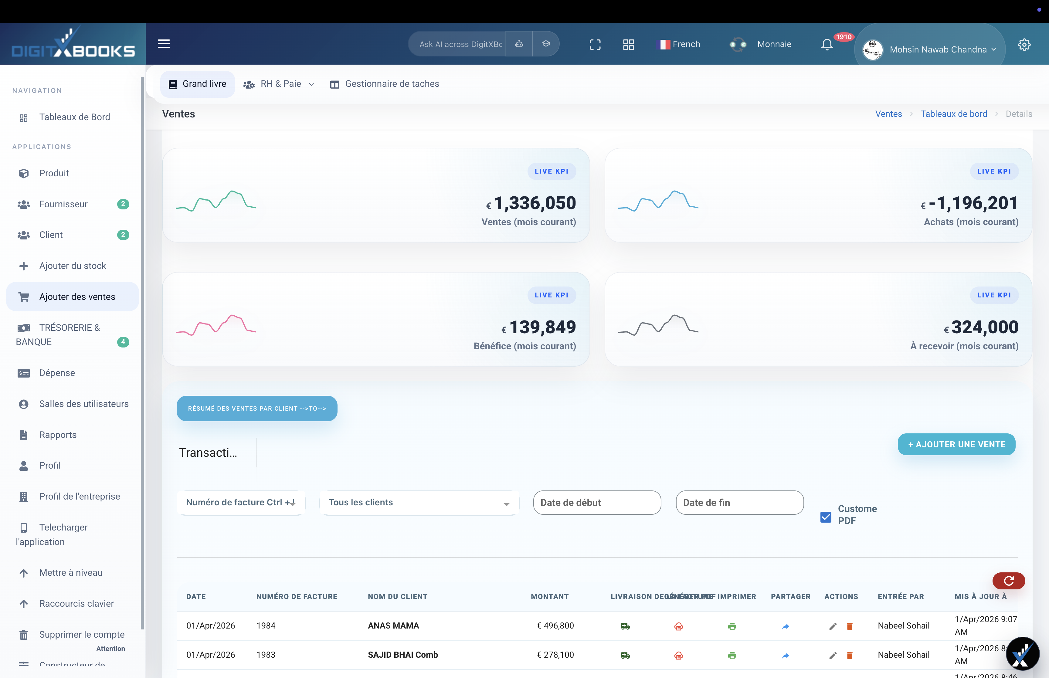 DigitXBooks sales screen