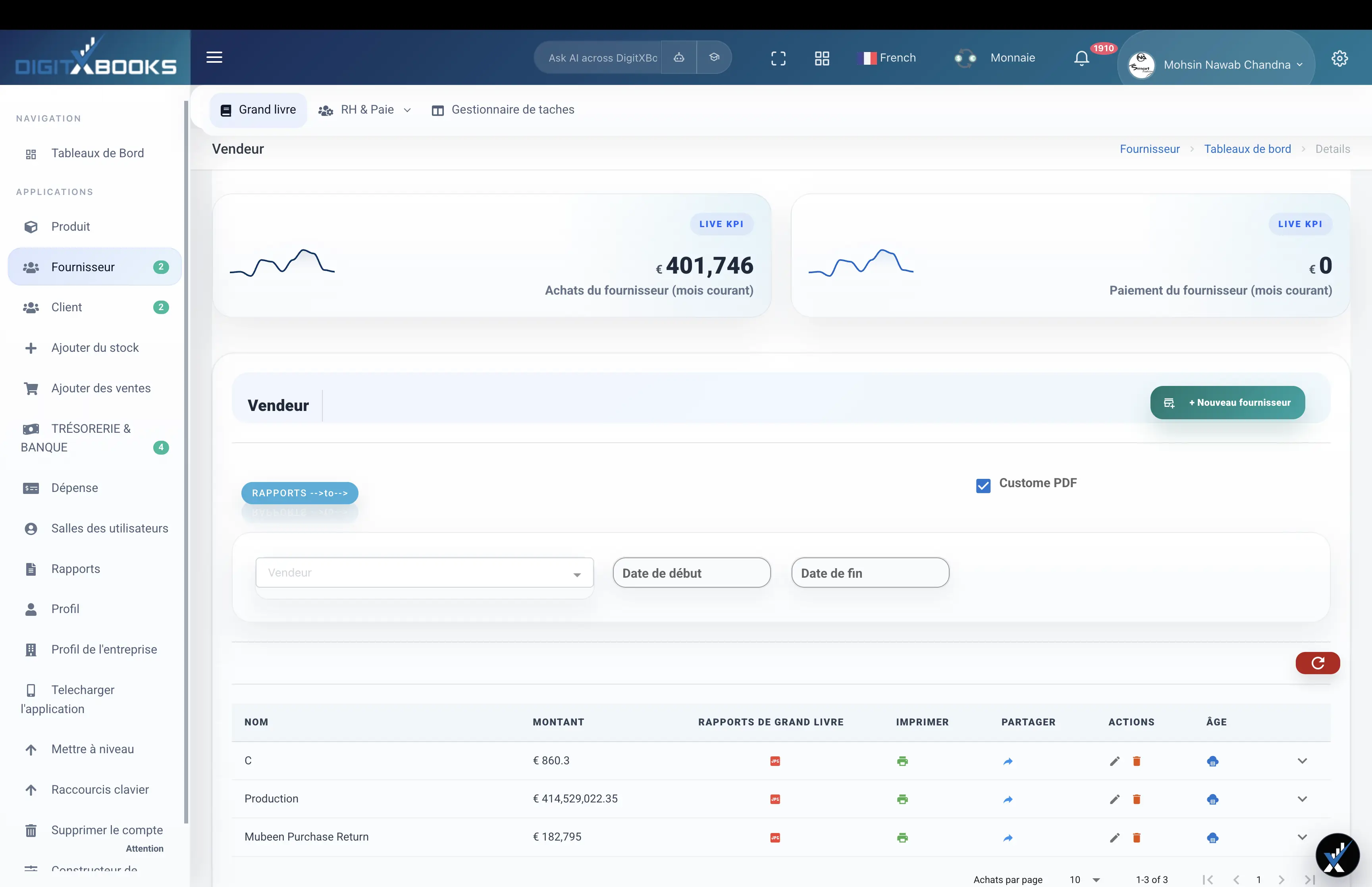 Logiciel achats et dettes fournisseurs workflow screen