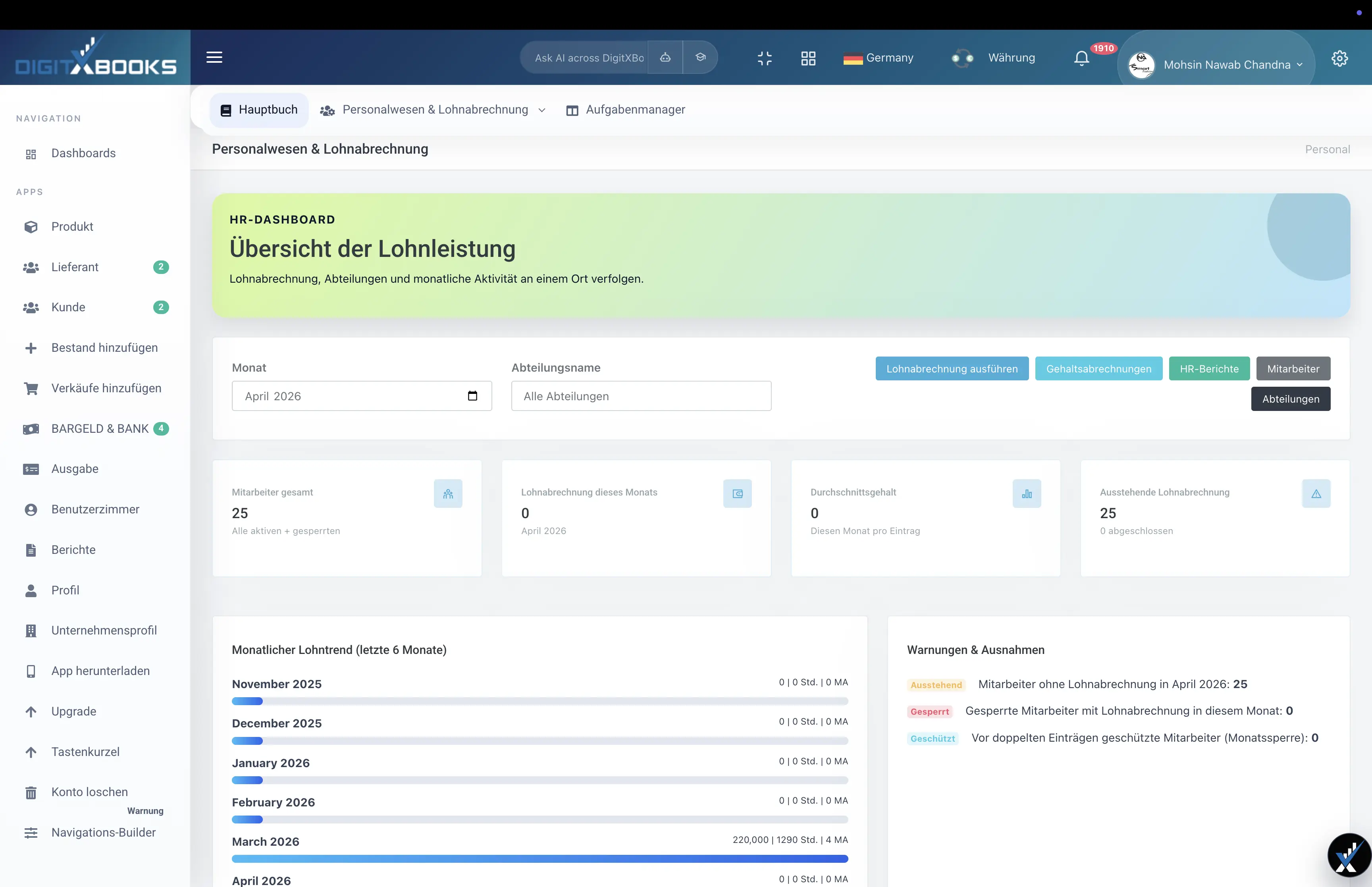 Payroll-Buchhaltungssoftware main screen