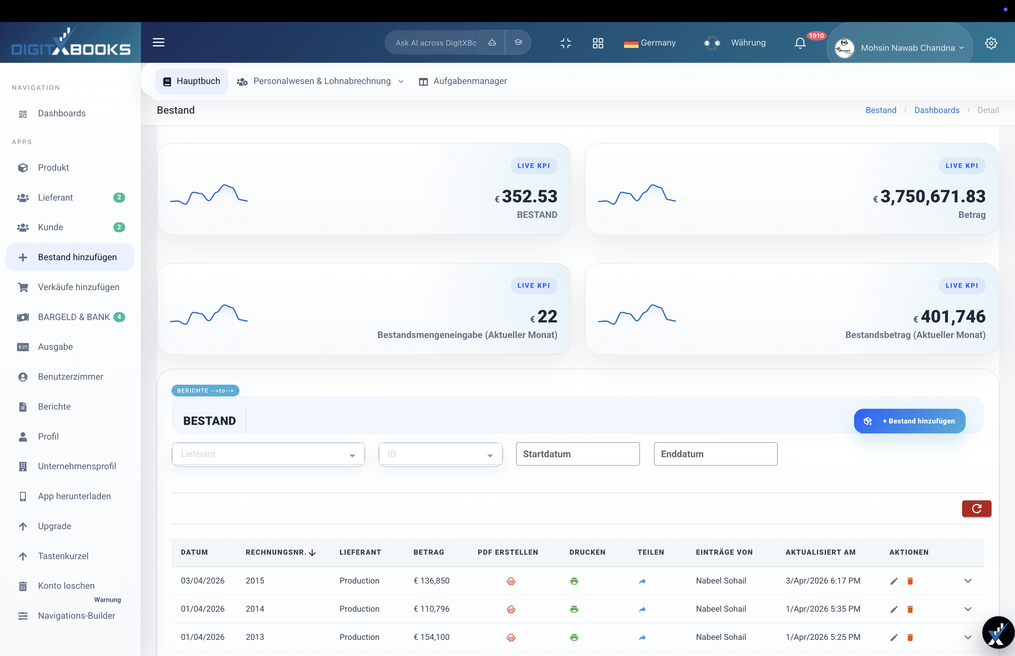 DigitXBooks stock screen