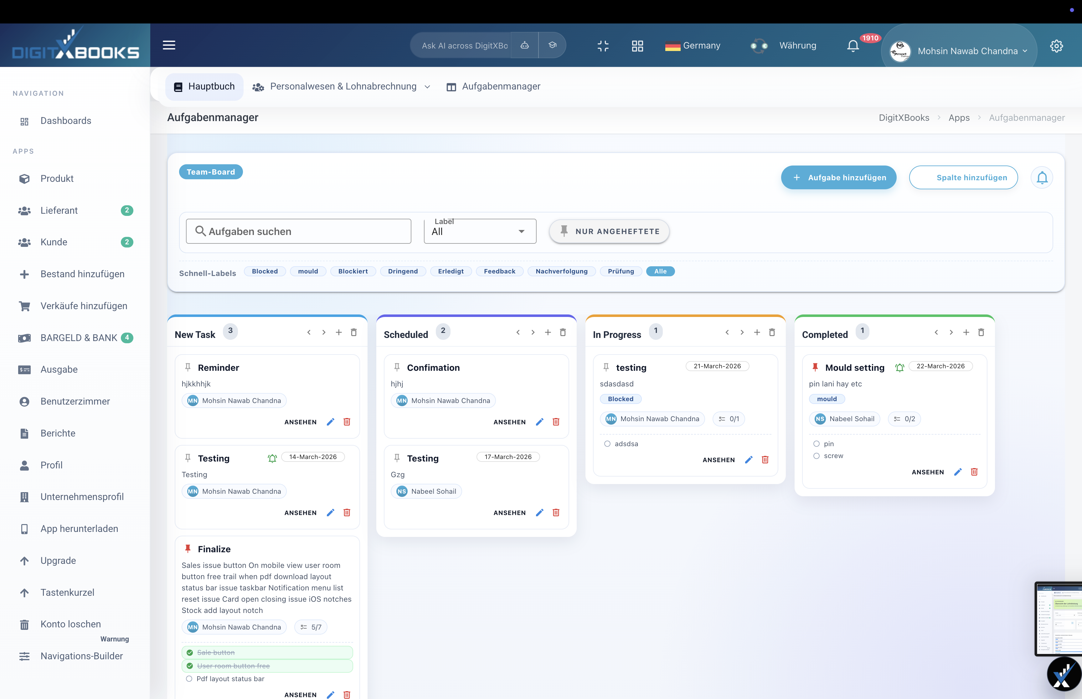 DigitXBooks task screen