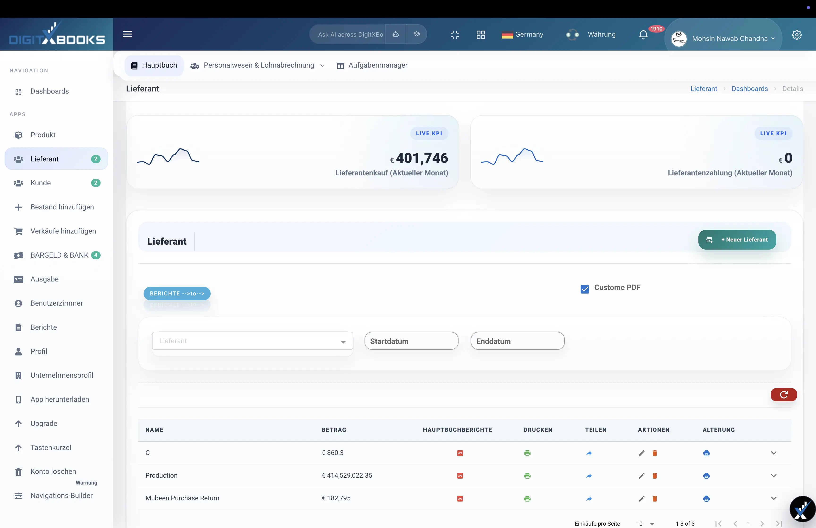 Software fur Einkauf und Verbindlichkeiten workflow screen