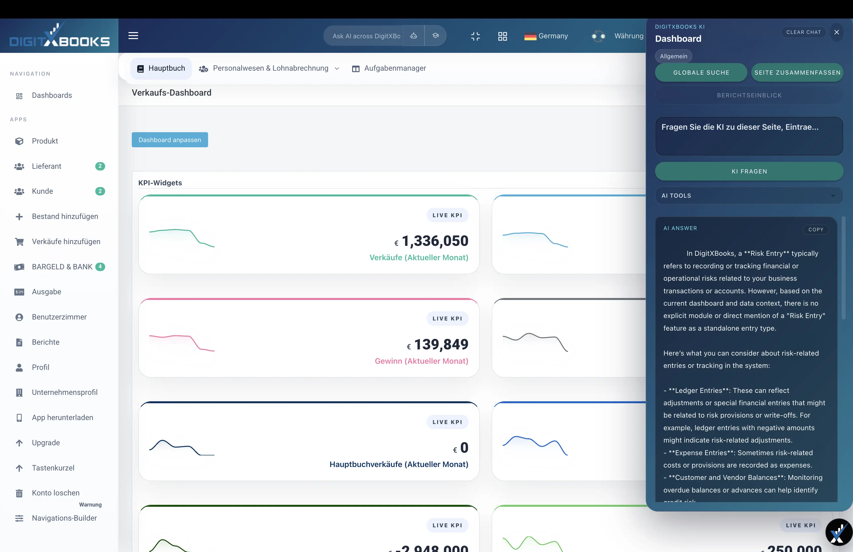 KI-Buchhaltungssoftware main screen