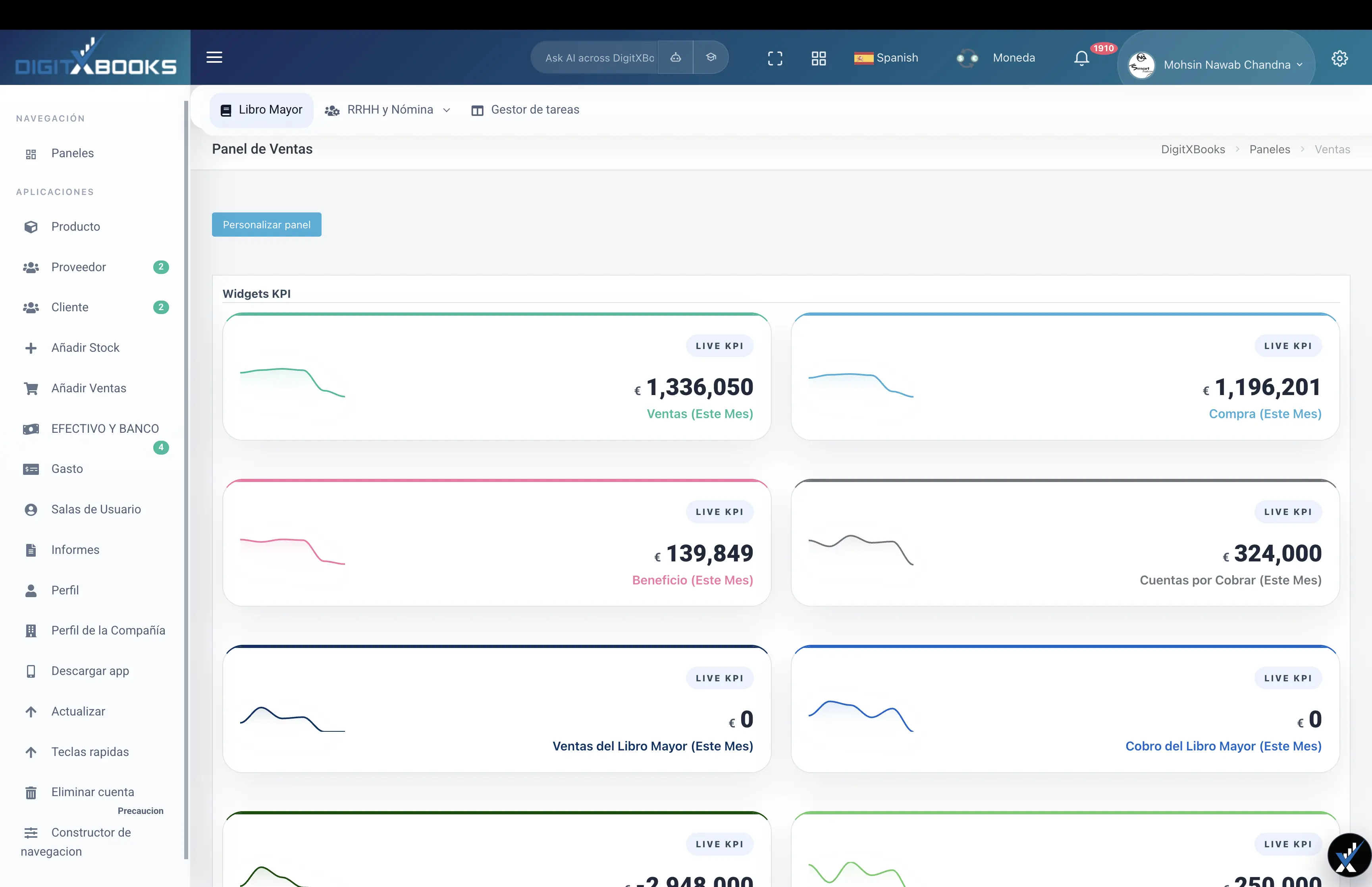 Software contable multilingue main screen