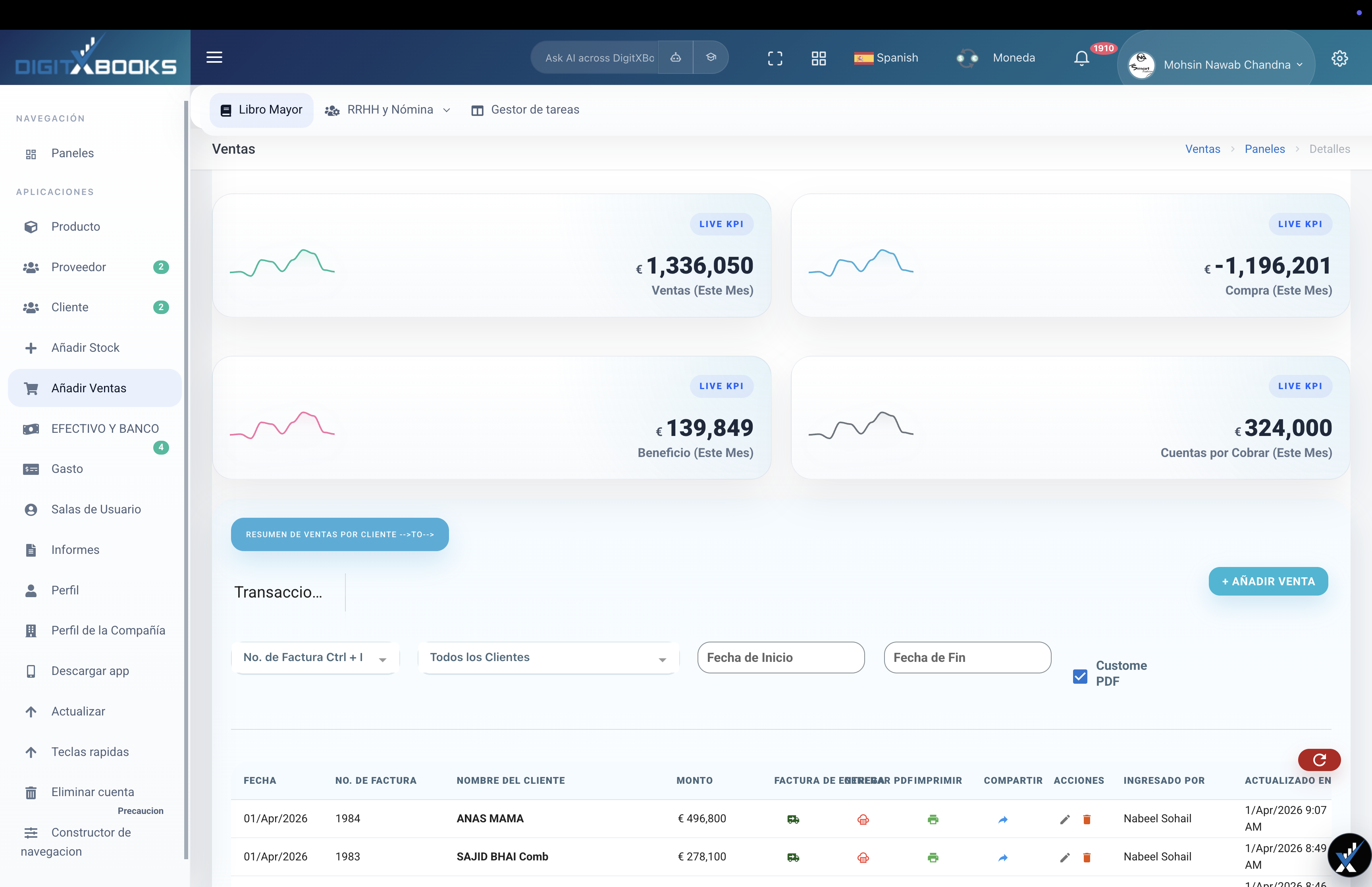 DigitXBooks sales screen