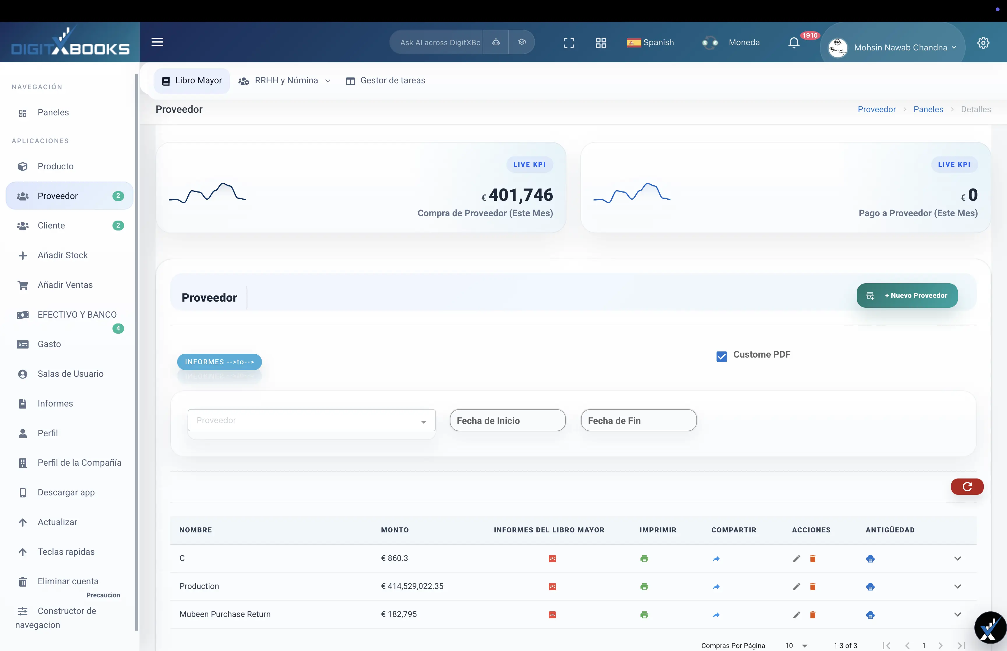 Software de compras y cuentas por pagar workflow screen