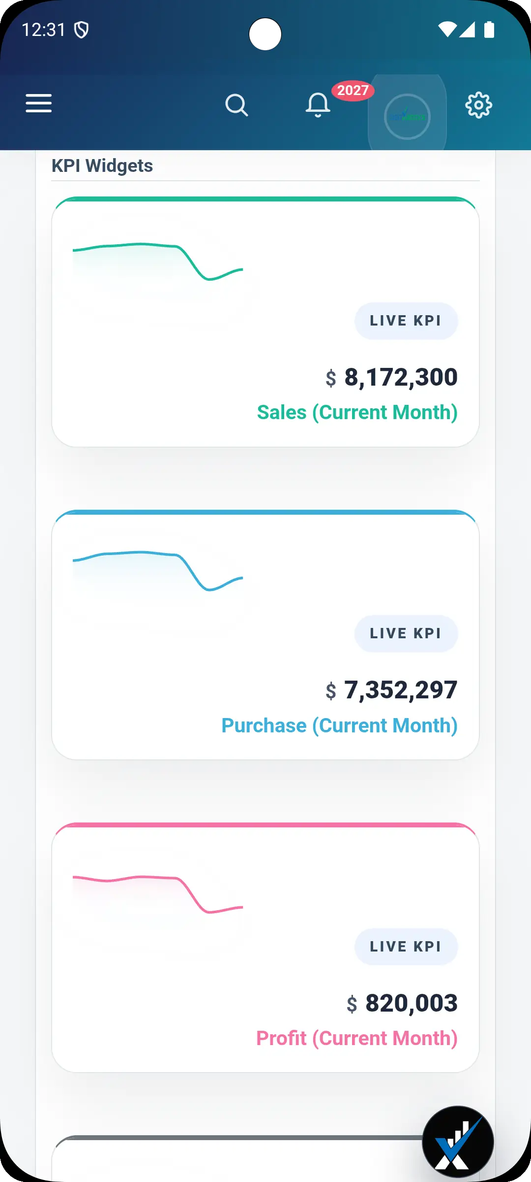 Mobile Accounting App Android screen