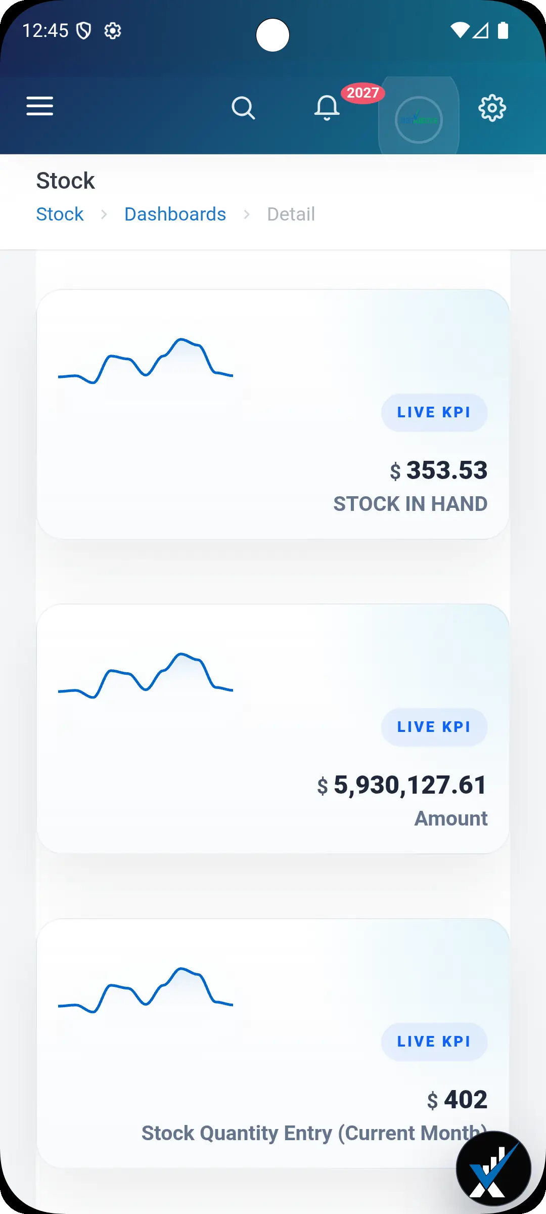 Inventory Accounting Software Android screen