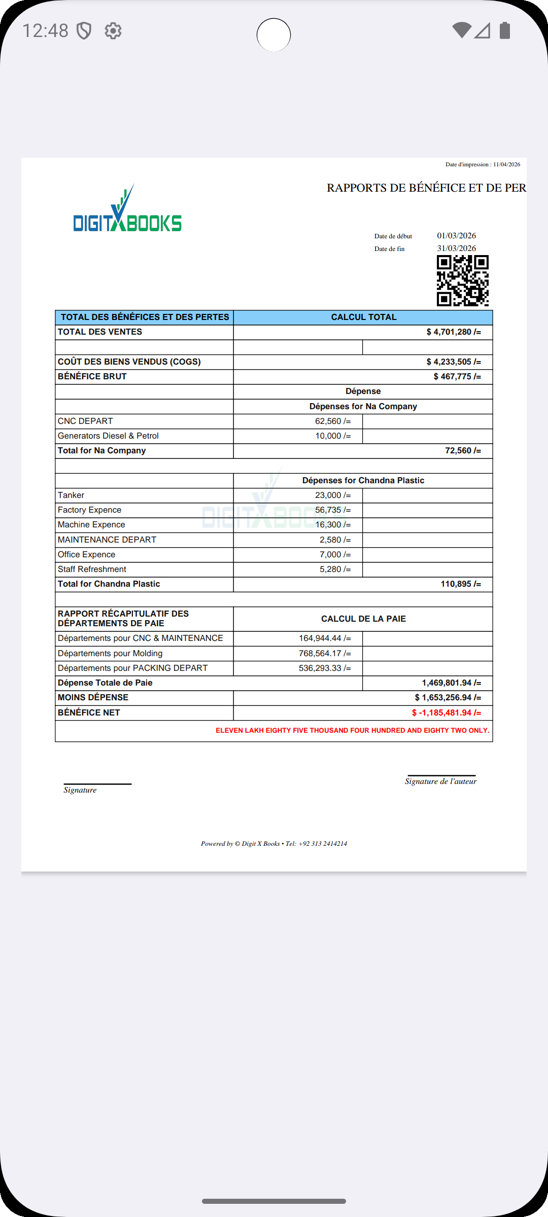 Insights comptables IA Android screen