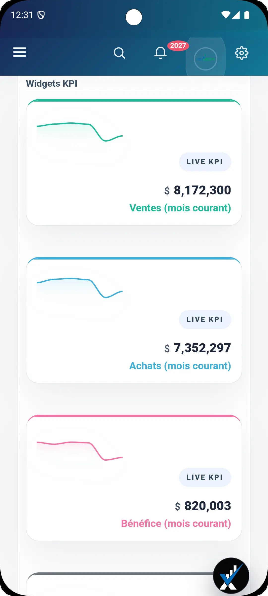 Application mobile de comptabilite Android screen