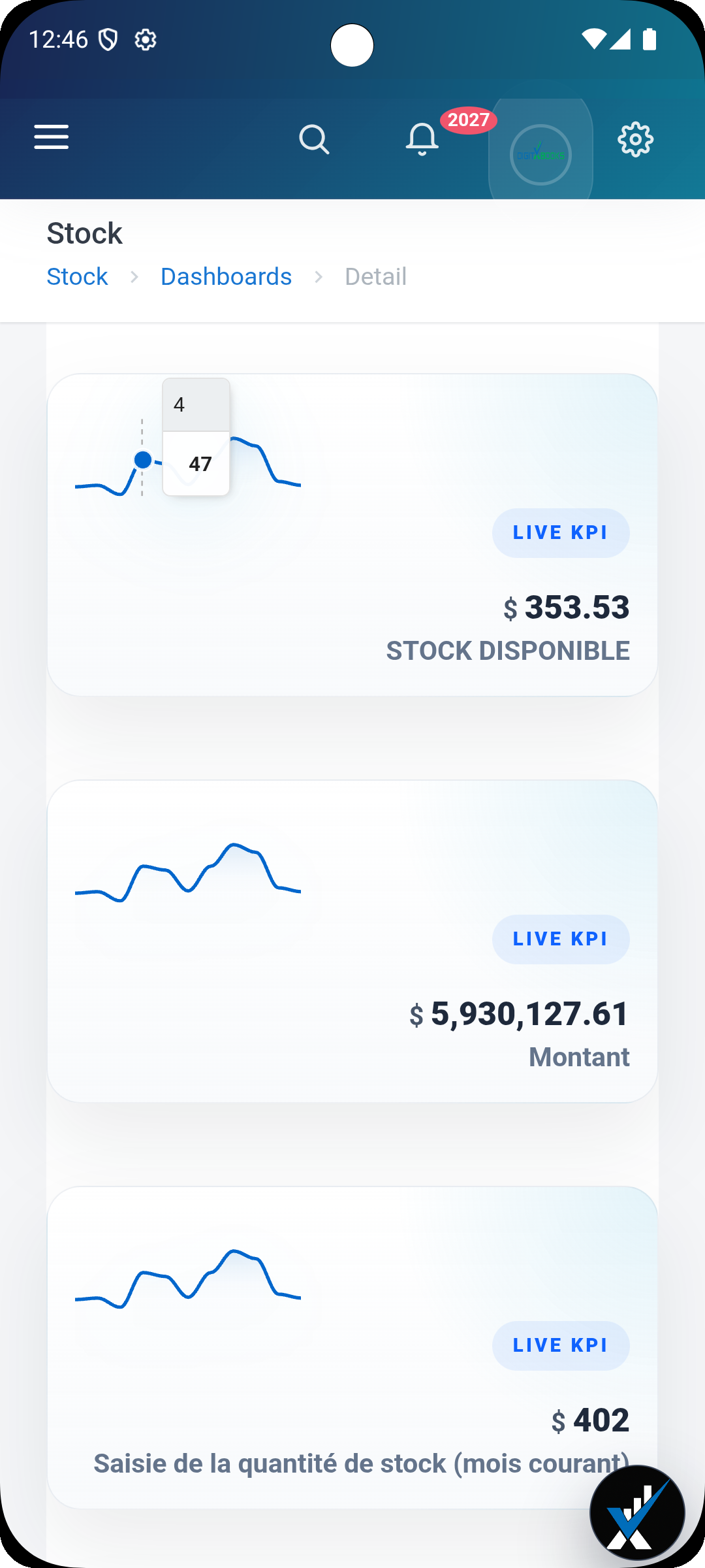 Gestion inventaire et stock Android screen