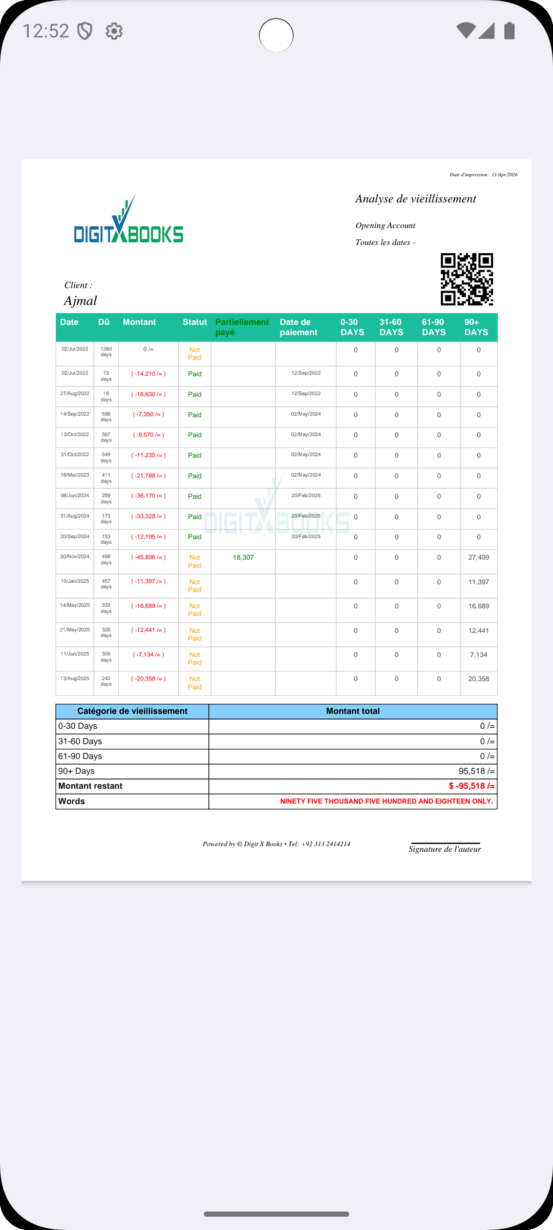 Logiciel de facturation Android screen