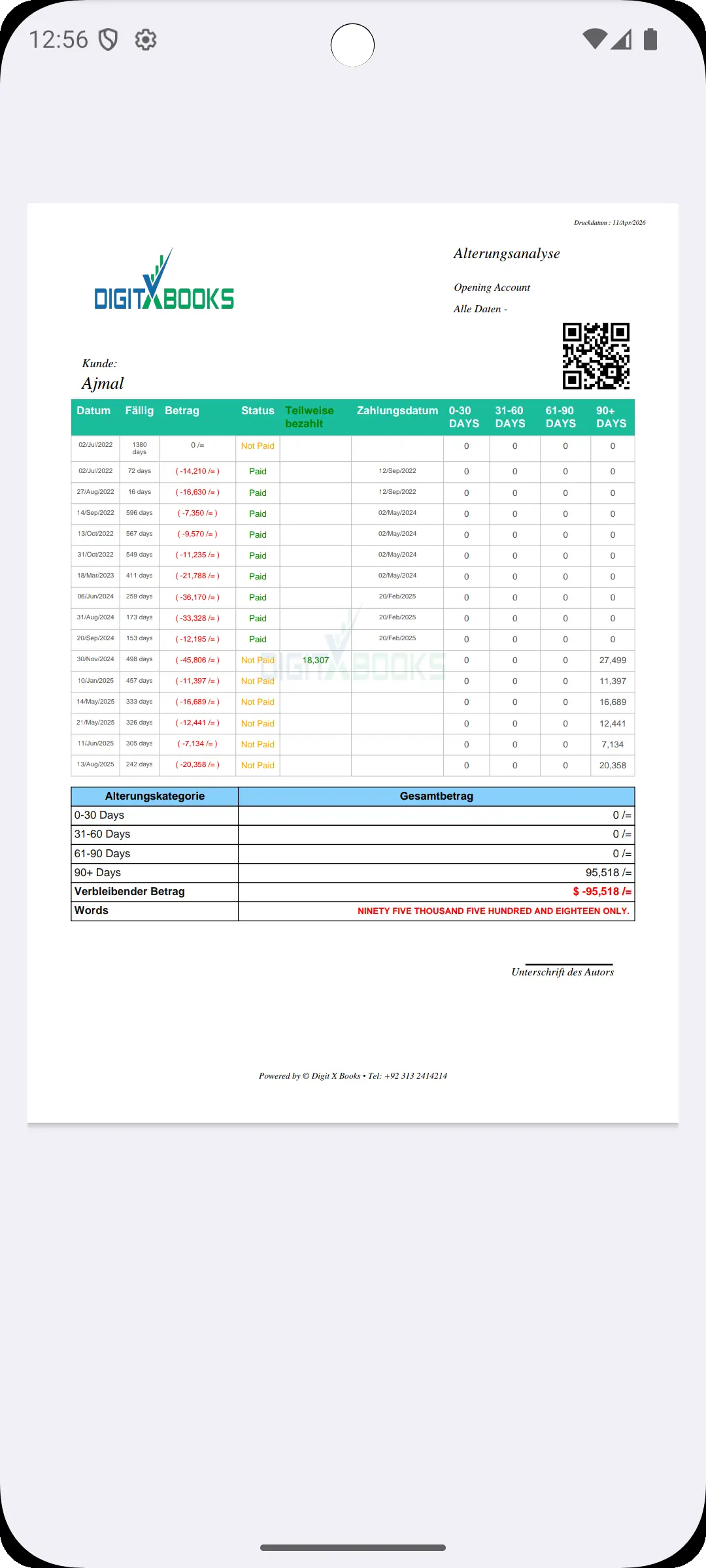 Software fur Rechnungen und Forderungen Android screen
