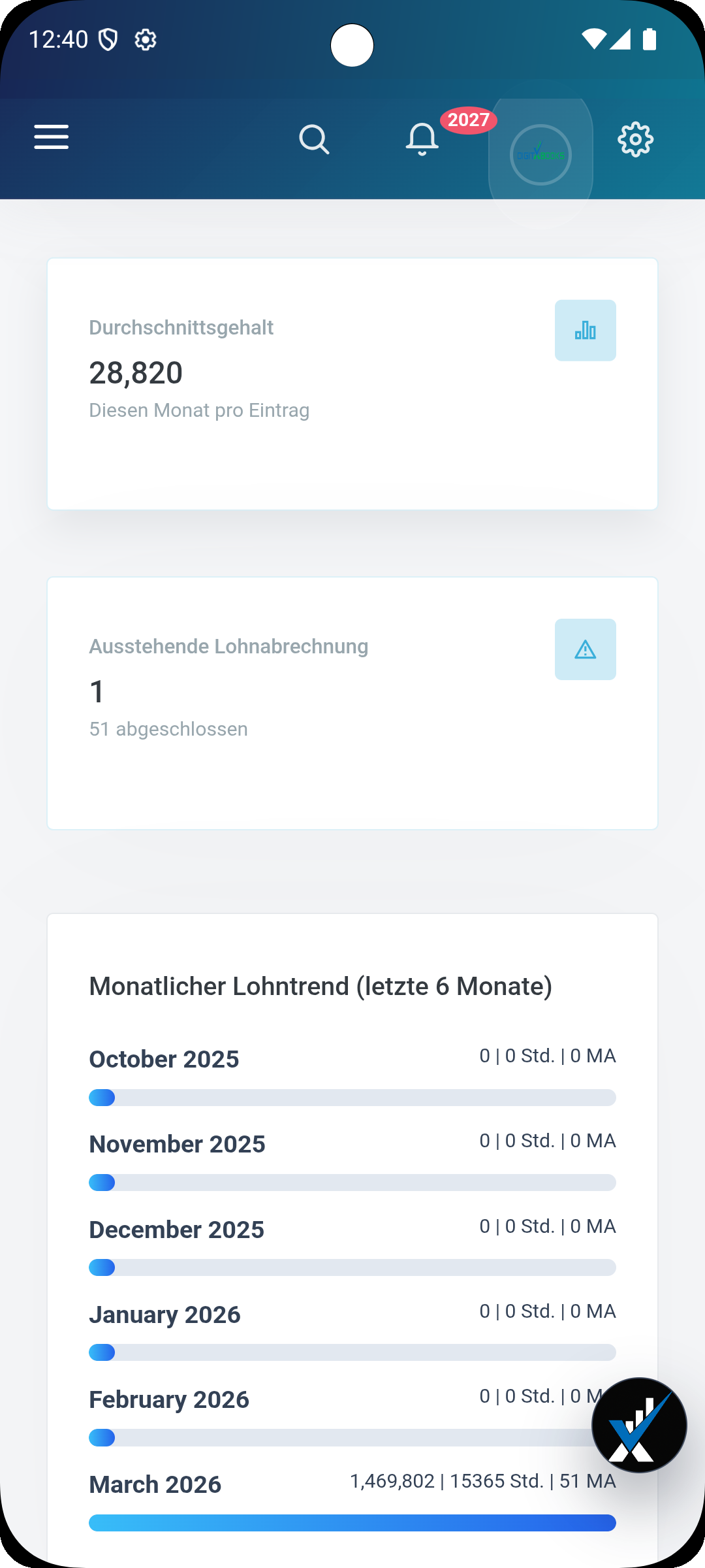 HR Payroll Android screen