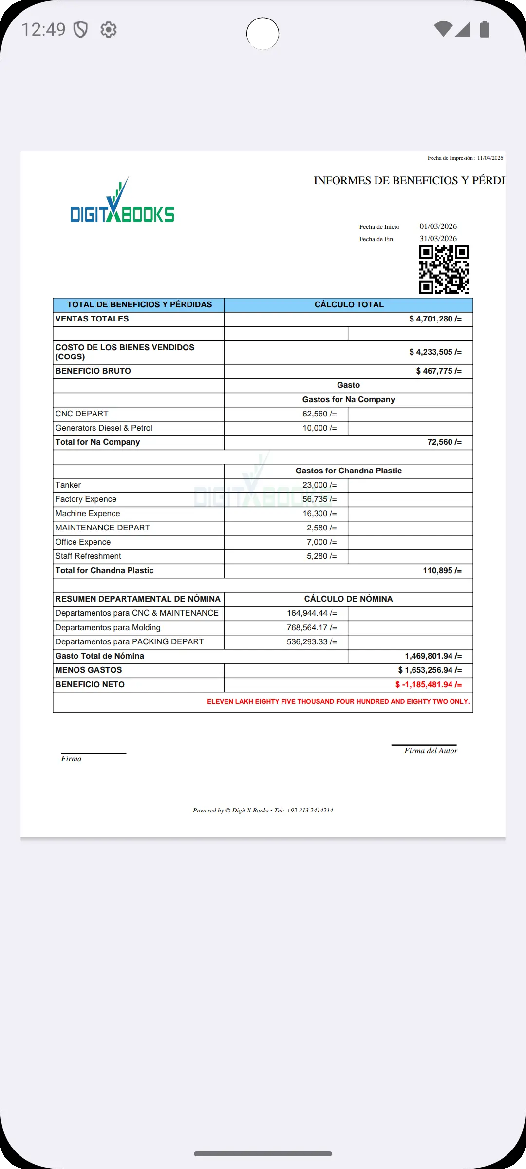 Software de gestion de gastos Android screen