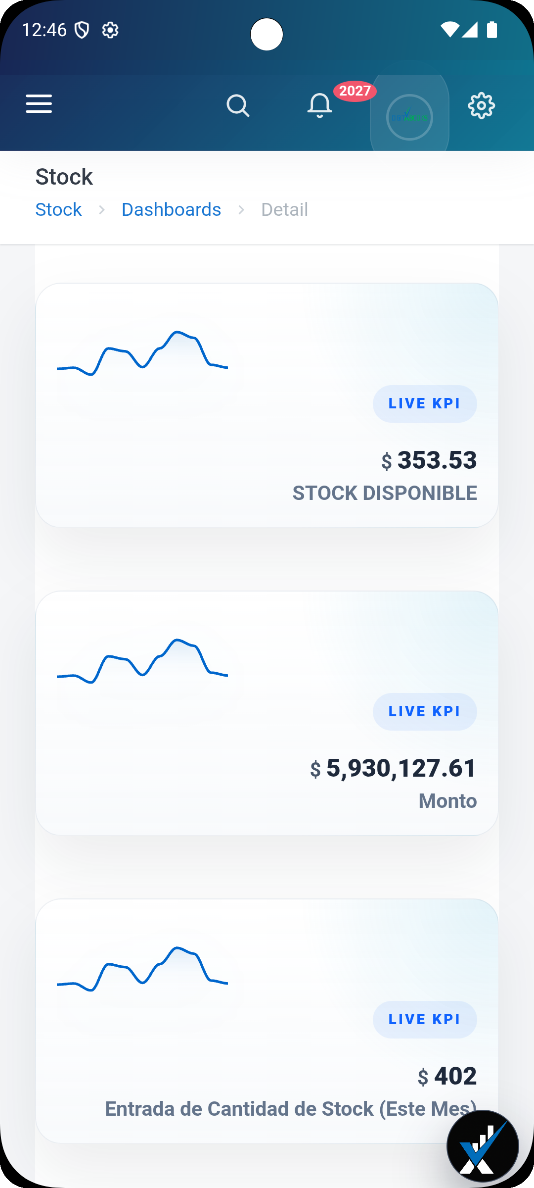 Gestion de inventario y stock Android screen