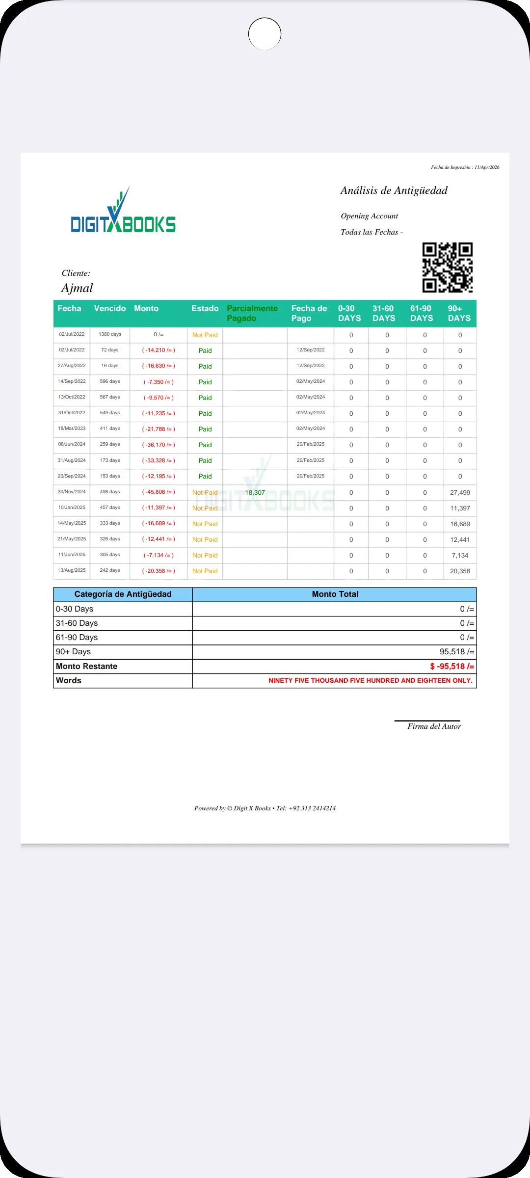 Software de facturas y cuentas por cobrar Android screen